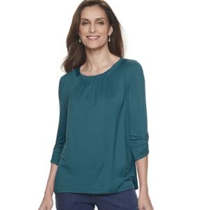 Petites Croft & Barrow Print Pleated Top